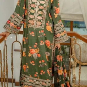 3-Piece Digital Printed & Embroidered Lawn Suit