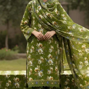 Nishat Unstitched 3-Piece | Olive Green Floral Digital Printed Cambric