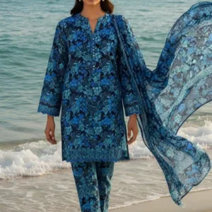 Nishat Unstitched 3-Piece | Ocean Blue Floral Digital Printed Cambric