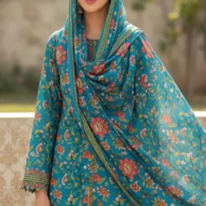Nishat Unstitched 3-Piece | Teal Floral Digital Printed Cambric