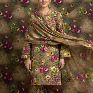 Nishat Unstitched 3-Piece | Earthy Floral Digital Printed Cambric