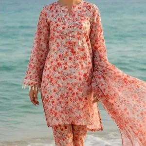 Nishat Unstitched 3-Piece | Peach Floral Digital Printed Cambric