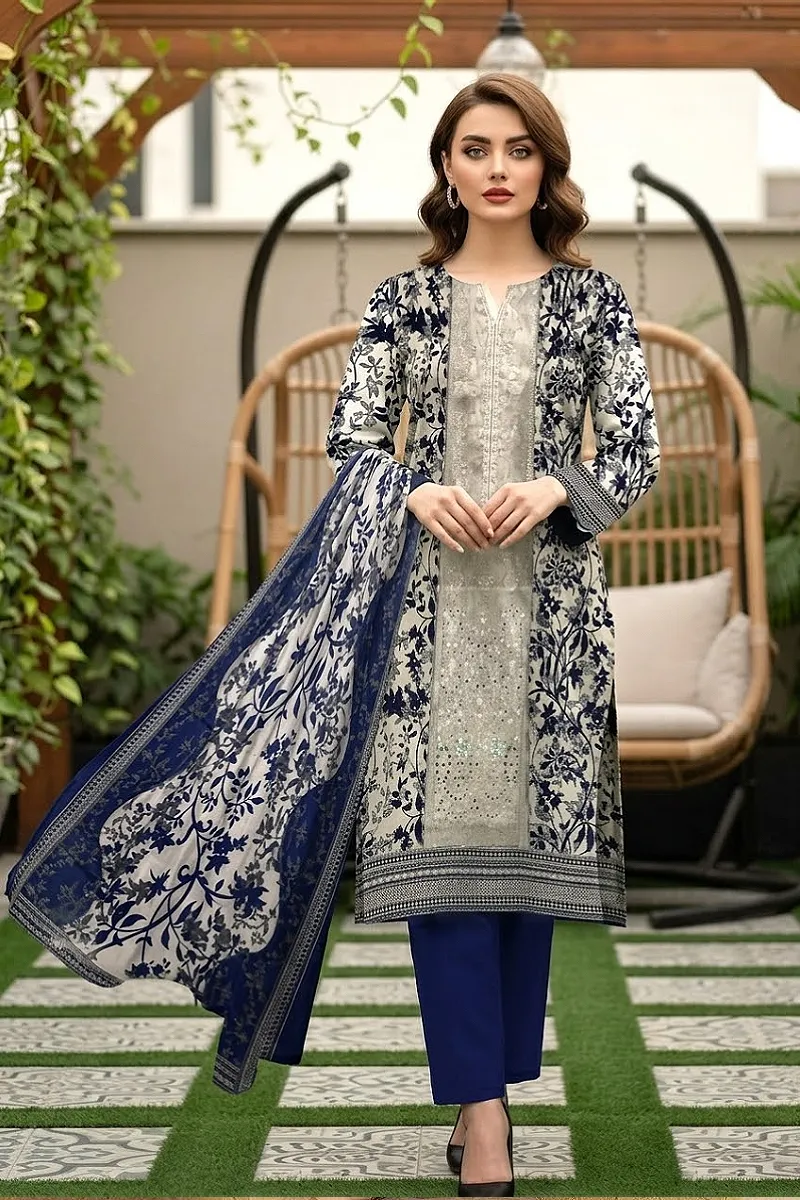Embroidered Kasturi Lawn 3-Piece Suit