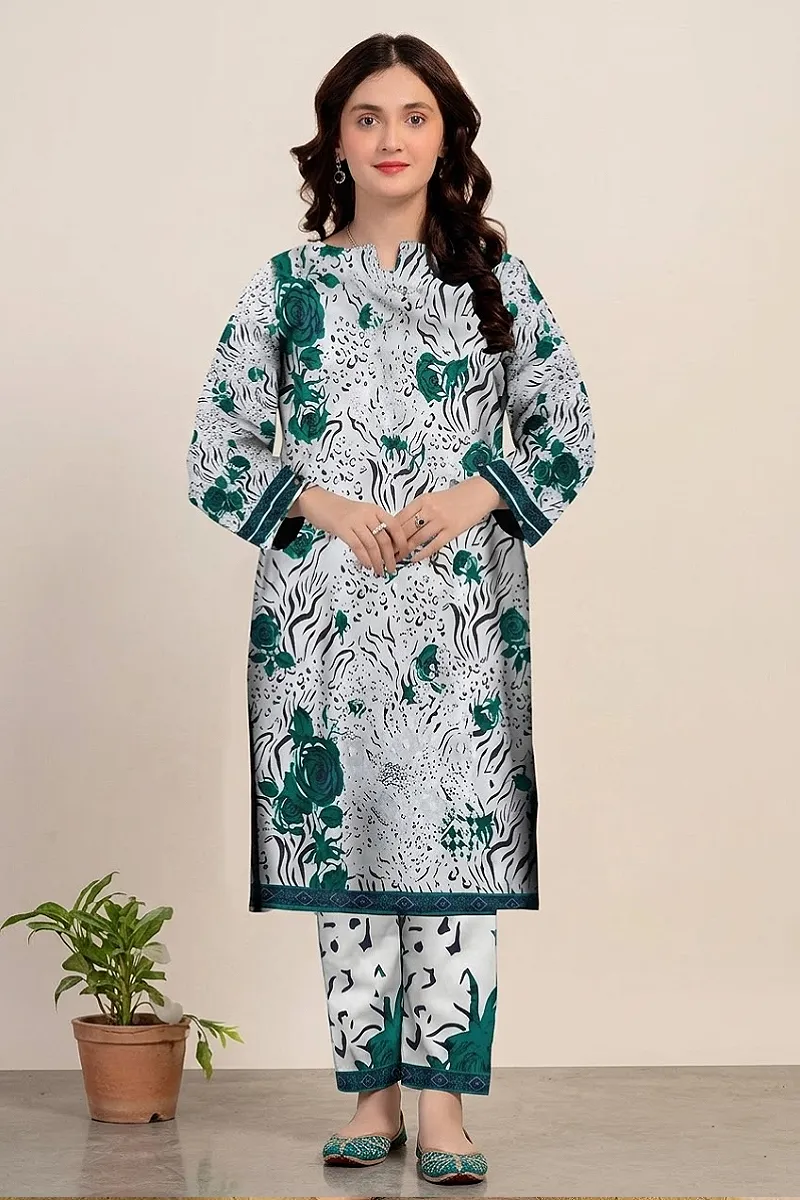 Luxury Printed Lawn 3-Piece Suit with Laser Cutwork